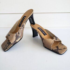 Vintage Etienne Aigner snakeskin leather slide on 2" heels